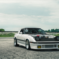 White 1985 Mazda RX-7 on Silver/Chrome Belak Series2