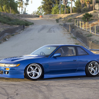 Blue 1993 Nissan Silvia on Silver/Chrome Work VS-KF
