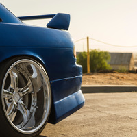 Blue 1993 Nissan Silvia on Silver/Chrome Work VS-KF