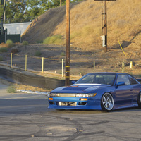 Blue 1993 Nissan Silvia on Silver/Chrome Work VS-KF