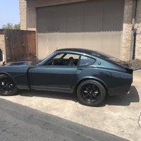 Green 1975 Datsun 240Z on Black Rota RB