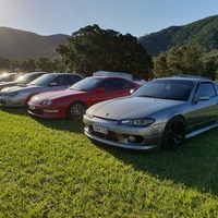 Gray 1999 Nissan Silvia on Black Rota Grid Drift