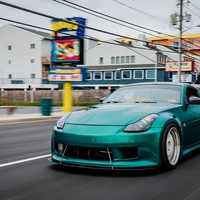 Green 2008 Nissan 350Z on White Work Meister S1 3P