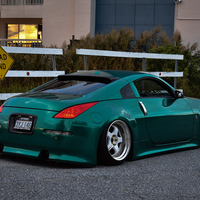 Green 2008 Nissan 350Z on White Work Meister S1 3P