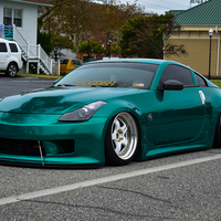 Green 2008 Nissan 350Z on White Work Meister S1 3P