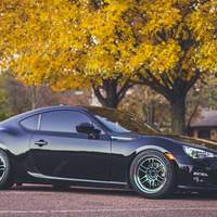 Black 2015 Subaru BRZ on Silver/Chrome Enkei RPF1