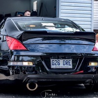Black 2005 Nissan 350Z on White Avant Garde F422