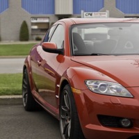 Red 2007 Mazda RX-8 on Gray Work Emotion CR-KAI