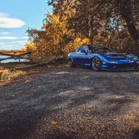 Blue 1992 Mazda RX-7 on Black RE Amemiya AW7