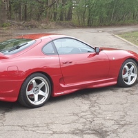 Red 1993 Toyota Supra on Silver/Chrome Rota GTR
