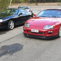 Red 1993 Toyota Supra on Silver/Chrome Rota GTR