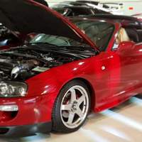 Red 1993 Toyota Supra on Silver/Chrome Rota GTR
