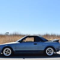 Blue 1986 Toyota MR2 on Silver/Chrome Rota Zero Plus