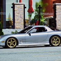 Silver/Chrome 1993 Mazda RX-7 on Gold OZ Racing Crono HT