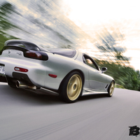 Silver/Chrome 1993 Mazda RX-7 on Gold OZ Racing Crono HT