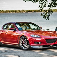 Red 2007 Mazda RX-8 on Gray Work Emotion CR-KAI