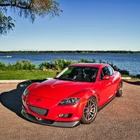 Red 2007 Mazda RX-8 on Gray Work Emotion CR-KAI