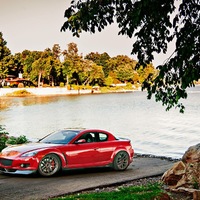 Red 2007 Mazda RX-8 on Gray Work Emotion CR-KAI